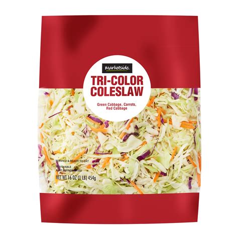Marketside Tri Color Cole Slaw 16 Oz Bag Made With Green Cabbage Carrots Red Cabbage Walmart Com