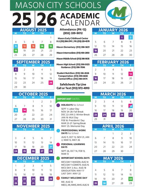 Mason City Schools Calendar 2025 2026 Academic Calendar