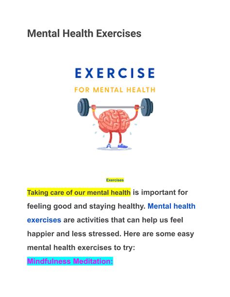 Mental Health Exercises For Coaches Pdf