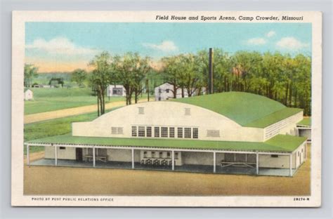 Military Camp Crowder Missouri Field House Sport Arena 1942 Wwii Postcard 4C Military Camp Crowder Missouri Field House Sport Arena 1942 Wwii Postcard 4C