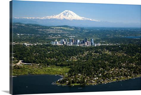 Mount Rainier Lake Washington Bellevue Skyline Bellevue Wa Aerial Mount Rainier Lake Washington Bellevue Skyline Bellevue Wa Aerial