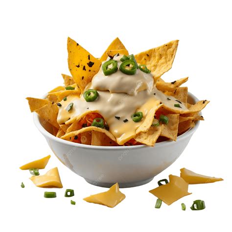 Nachos With Cheese Sauce And Jalapeno On White Background Nachos With Nachos With Cheese Sauce And Jalapeno On White Background Nachos With