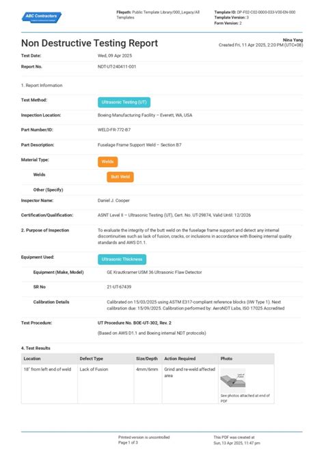 Non Destructive Testing Report Template And Example Pdf Non Destructive Testing Report Template And Example Pdf