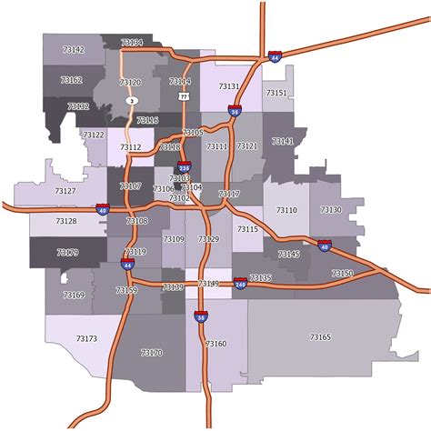 Oklahoma City Ok Metro Area Zip Code Wall Map Premium Style By