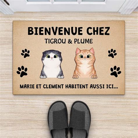 Paillasson Personnalis Animaux Famille J Esp Re Que Tu Aimes Les Chats Avec Visages Cadeau Paillasson Chat Maison Du Monde