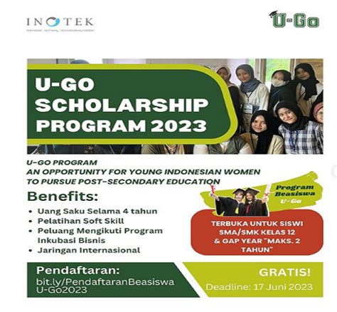 Pendaftaran Beasiswa U Go Untuk Siswi Sma Smk Gap Year Juni 2023