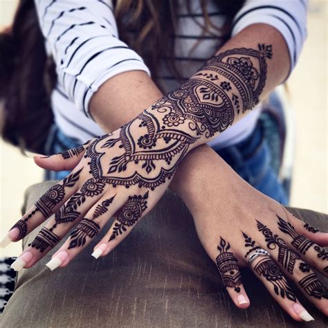 Permanent Henna Hand Tattoo