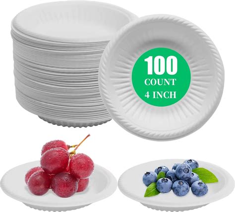 Plastic Plates Elsjoy 200 Pack 4 5 Inch Small Paper Plate Bulk Disposable Paper Cake Recyclable Plates
