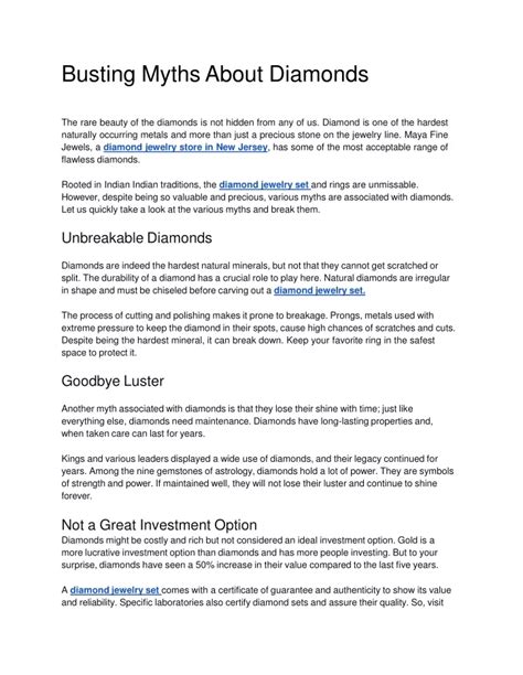 Ppt Busting Myths About Diamonds Powerpoint Presentation Free