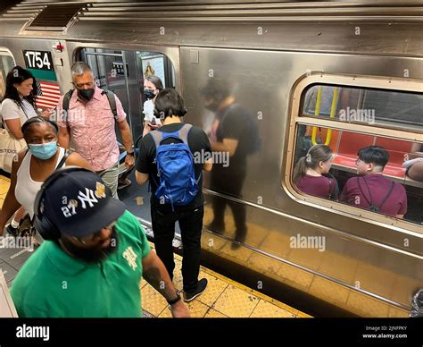 Riders Exit An F Train At The Broadway Lafayette Station In The Soho Riders Exit An F Train At The Broadway Lafayette Station In The Soho