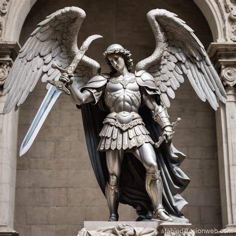 Saint Michael Archangel Holding A Sword In One Hand And A Shield In The Saint Michael Archangel Holding A Sword In One Hand And A Shield In The