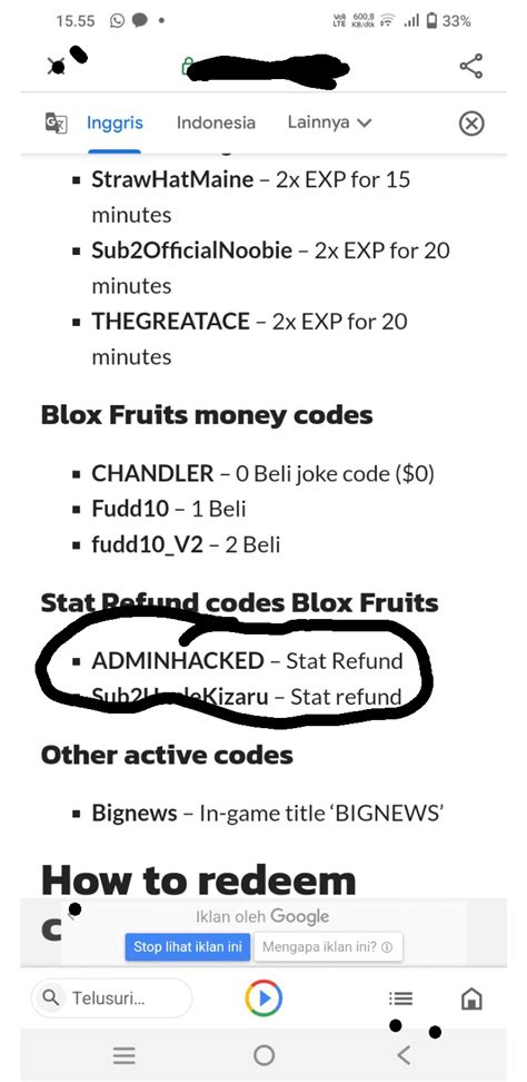 Stat Refund Codes Blox Fruits