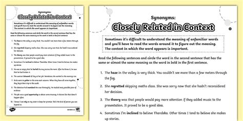 Synonyms Closely Related In Context