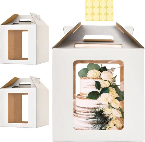 Tall Cake Boxes Near Me Hzzycaxli 14X14x14 Inch Tall Cake Boxes For Tier Cakes 2Pack Large Tiered Cake Boxes With Windows 12In 14In Wedding Cake Boxes Sturdy Layer Cake Carrier Disposable Cake Containers Cake Boxes