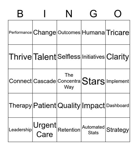 The Concentra Way Bingo Card