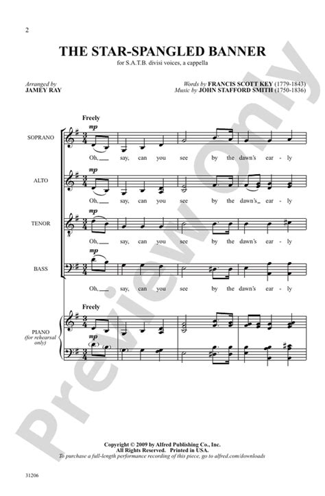 The Star Spangled Banner Satb A Cappella Choral Octavo John Stafford