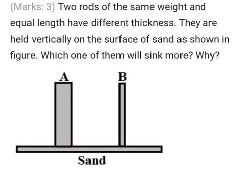 Two Rods Of The Same Weight And Equal Length Have Different Thickness Two Rods Of The Same Weight And Equal Length Have Different Thickness