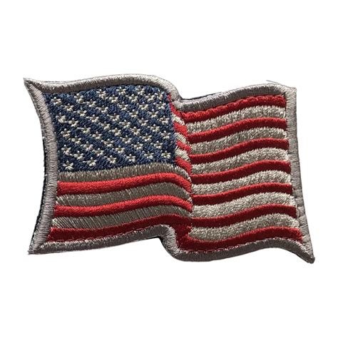 Us Flag Waving Patch Subdued Silver