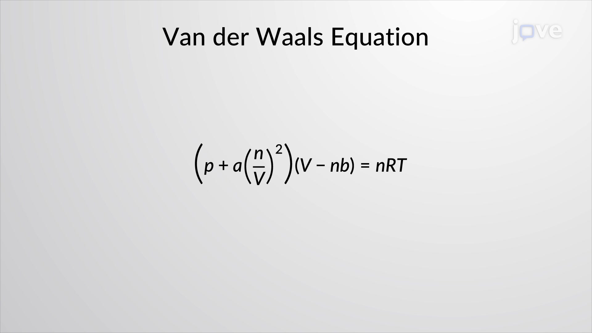 Van Der Waals Formula