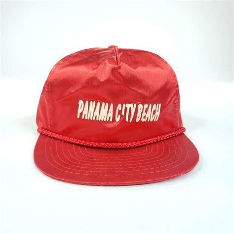 Vintage Panama City Beach Cap Hat Nissin Red Florida Zip Buckle Ebay