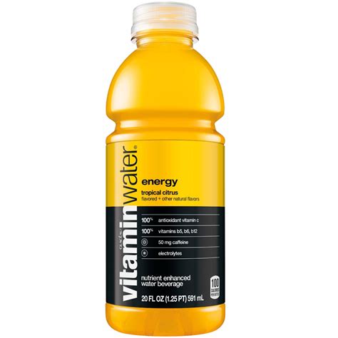 Vitamin Water Energy Tropical Citrus 20 Fl Oz Bottle Pack Of 6 Total Of 120 Fl Oz