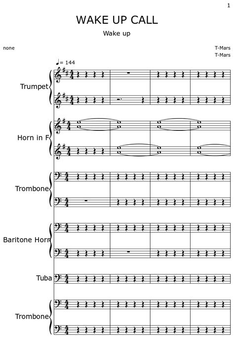 Wake Up Call Sheet Music For Trombone Euphonium Flute Clarinet In B Flat More Instruments Marching Band Musescore Com