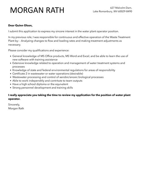 Water Treatment Plant Operator Cover Letter At Diane Carey Blog Water Treatment Plant Operator Cover Letter At Diane Carey Blog