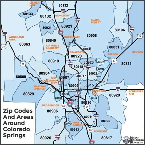 Zip Codes In The City Of Colorado Springs Colorado